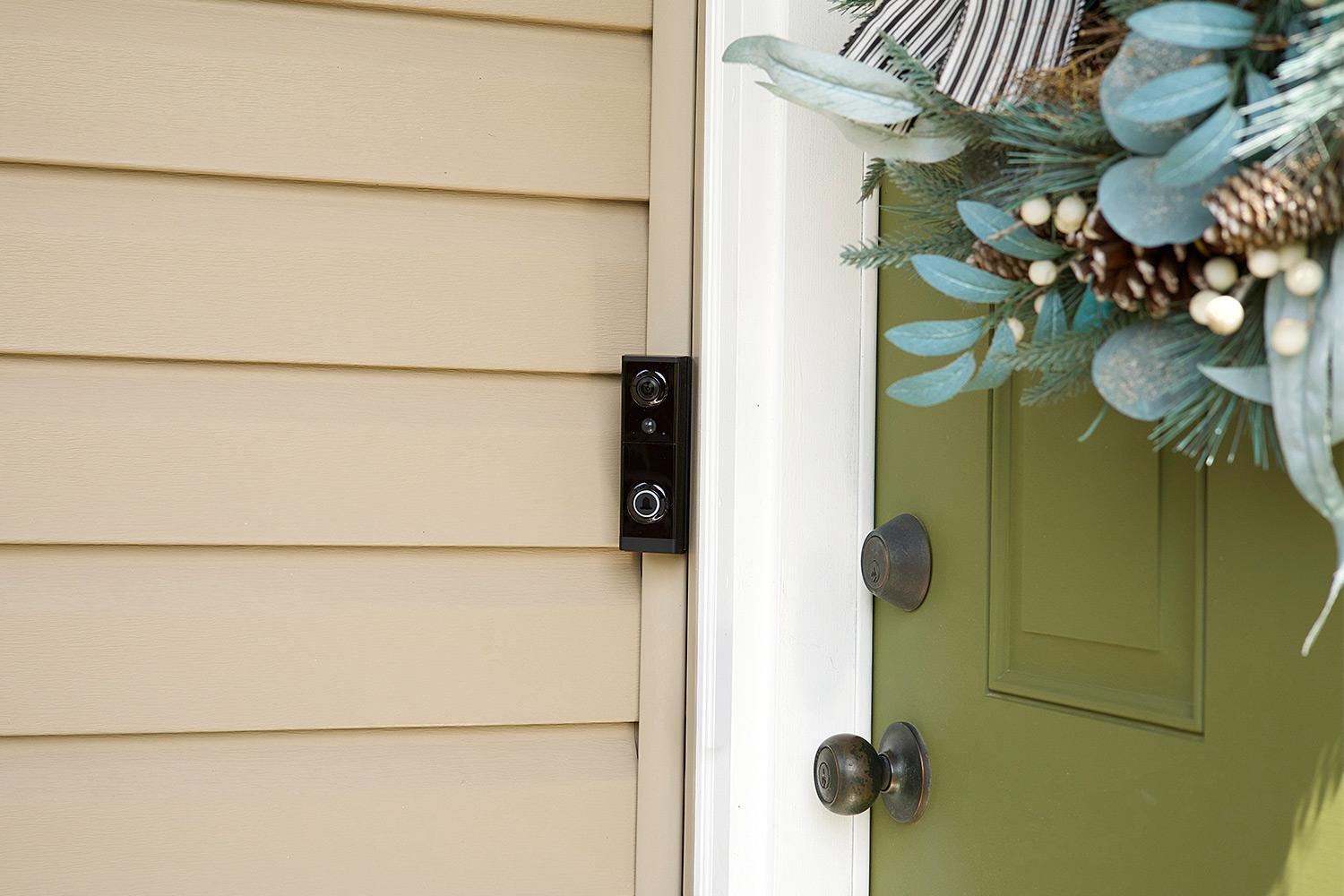 Wireless Video Doorbell mounted next to door