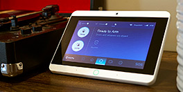 ShieldPro Touch Screen Security Panel on end table