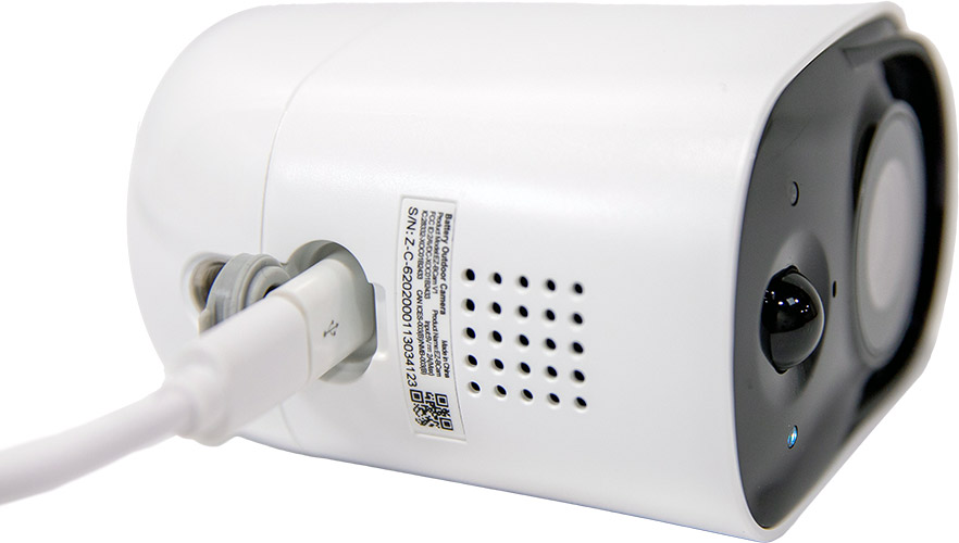 Indoor and Outdoor ShieldPro camera attached to the solar panel with port